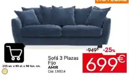 Conforama Amir sofá 3 plazas fijo oferta