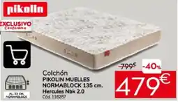 Conforama pikolin colchón muelles normablock 135 cm. hercules nbk 2.0 oferta