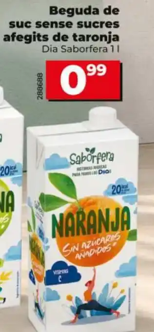 Saborfera beguda de suc sense sures afegits de taronja