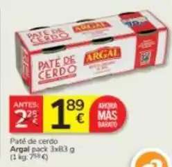 Consum Argal - pate de cerdo oferta