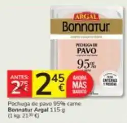 Consum Argal - pechuga de pavo 95% carne bonnatur oferta