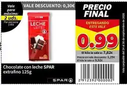 SPAR Spar - chocolate con leche extrafino oferta