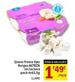 SPAR Alteza - queso fresco tipo burgos sin lactosa oferta