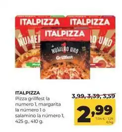Alimerka Italpizza - pizza grillfest la numero 1 margarita la numero 1 o salamino la numero 1 oferta