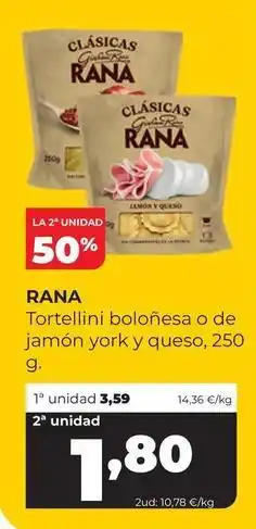Alimerka Rana - tortellini bolonesa o de jamon york y queso oferta
