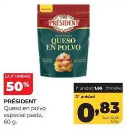 Alimerka Président - queso en polvo especial pasta oferta