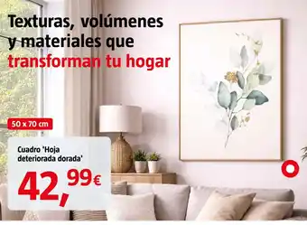 Cuadro 'Hoja deteriorada dorada'