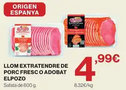El Corte Inglés Elpozo lom extra tendre de porc fresc o adobat oferta