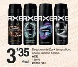 SPAR Fragadis Axe - desodorante dark temptation, apollo, marine o black oferta
