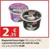 Alcampo Albo - requesón fresco light o pecorata burrata de nata de oveja oferta