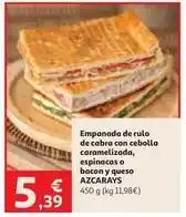 Alcampo Empanada de rulo de cabra con cebolla caramelizada, espinacas o bacon y queso oferta