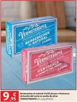 Alcampo Zarro - berberechos al natural piezas o ventresca de bonito en aceite de oliva oferta