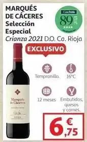 Alcampo Marqués de cáceres - seleccion crianza 2021 d.o. ca. rioja oferta