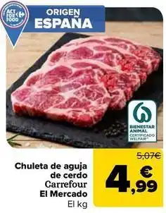 Carrefour Carrefour - chuleta de aguja de cerdo el mercado oferta