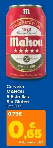 Carrefour Mahou - cerveza 5 estrellas sin gluten oferta