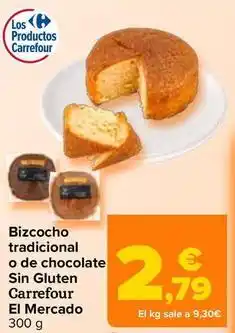 Carrefour Carrefour el mercado - bizcocho tradicional o de chocolate sin gluten oferta