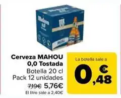 Carrefour Mahou - cerveza 0,0 tostada oferta