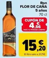 Carrefour Flor de caña - ron 5 anos oferta