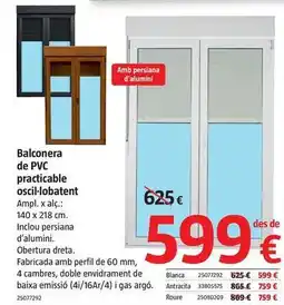 Bauhaus Pvc - balconera de pvc practicable oscillobatent oferta
