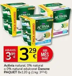 Supermercados Charter Activia natural, 0% natural o 0% natural edulcorat Danone oferta