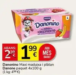 Supermercados Charter Danonino Maxi maduixa i plàtan oferta