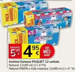Supermercados Charter Actimel Danone PAQUET 12 unitats oferta