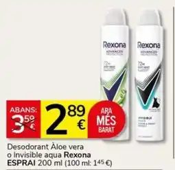 Supermercados Charter Rexona desodorant aloe vera o invisible aqua oferta