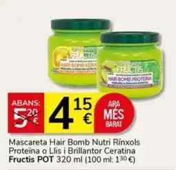 Supermercados Charter Fructis Mascareta Hair Bomb Nutri Rinxols Proteïna o Llis i Brillantor Ceratina oferta