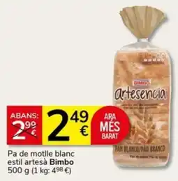 Supermercados Charter Bimbo pa de motlle blanc estil artesà oferta