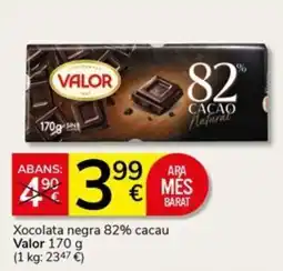 Supermercados Charter Valor xocolata negra 82% cacau oferta