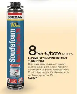 BigMat Soudal espuma pu ventanas gun maxi turbo oferta
