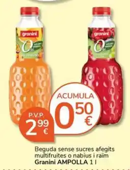 Supermercados Charter Granini beguda sense sucre afeigits multifruites o nabius i raïm oferta