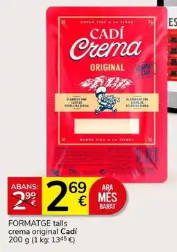 Supermercados Charter Cadí formatge talls crema original oferta