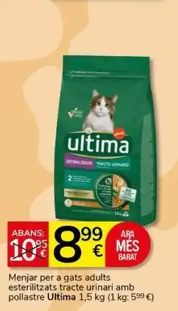 Supermercados Charter ultima menjar per a gats adults esterilitzats tracte urinari amb pollastre oferta