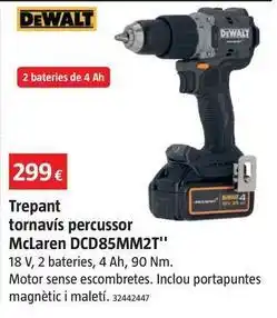 Bauhaus Dewalt - taladro atornillador percutor de mclaren dcd85mmm2t oferta