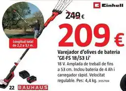 Bauhaus Einhell - vereador de olivas de bateria ge-fs 18/53 li oferta