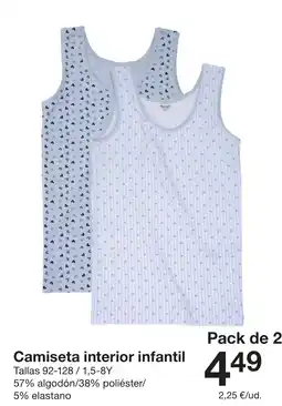 Zeeman Zeehan camiseta interior infantil oferta