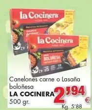 Congelados Copos La cocinera - canelones carne o lasana bolonesa oferta