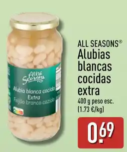 ALDI All Seasons alubias blancas cocidas extra oferta
