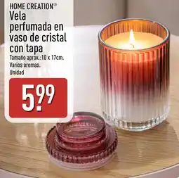 ALDI Home Creation vela perfumada en vaso de cristal con tapa oferta