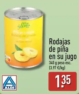 ALDI All Seasons rodajas de piña en su jugo oferta