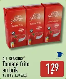 ALDI All Seasons tomate frito en brik oferta