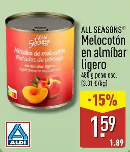ALDI All Seasons Melocotón en almíbar ligero oferta