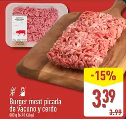 ALDI Burger meat picada de vacuno y cerdo oferta