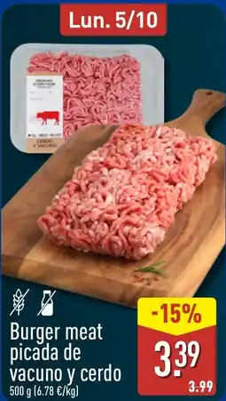 ALDI Burger meat picada de vacuno y cerdo oferta