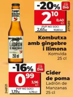 Dia Ladrón de Manzanas Kombutxa amb gingebre i llimona oferta
