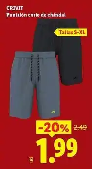 Ocine Crivit - pantalon corto de chandal oferta