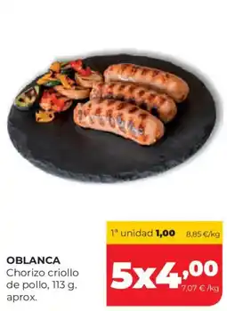 Alimerka Oblanca chorizo criollo de pollo oferta
