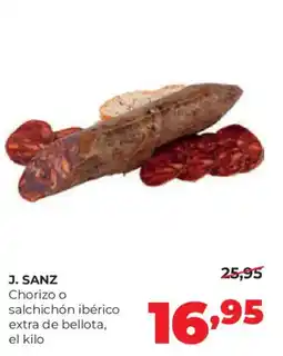 Alimerka J. SANZ chorizo o salchichón ibérico extra de bellota oferta