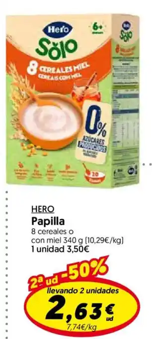 Hero papilla 8 cereales o con miel